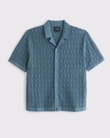 Mens Geometric Stitch Button-Through Sweater at Abercrombie & Fitch